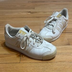 Adidas Samba White and Gold Sneakers